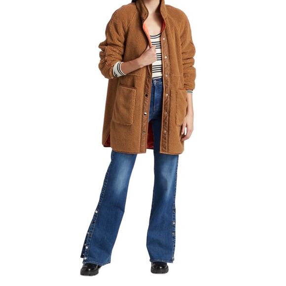 VERONICA BEARD mid thigh Tan Sullie Sherpa Teddy Coat size L - Picture 1 of 11